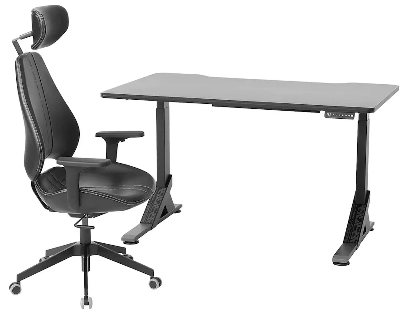 Комплект офисной мебели Ikea Uppspel/Gruppspel 140x80 (Черный/Гранн Черный)