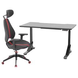 Комплект офисной мебели Ikea Uppspel/Gruppspel 140x80 (Черный/Серый)