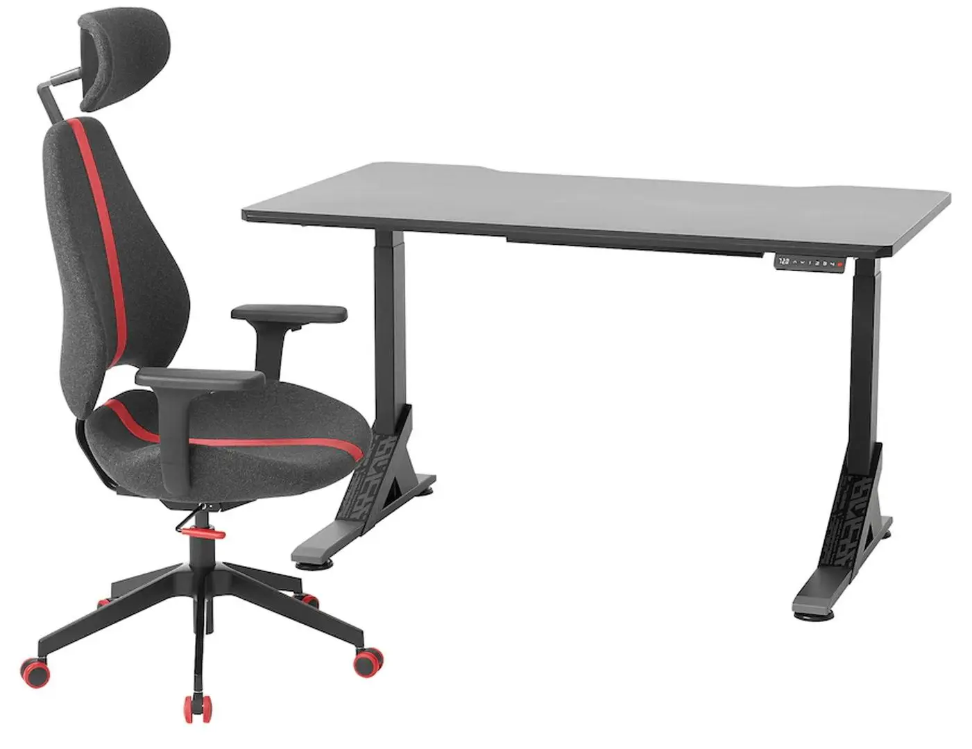 Комплект офисной мебели Ikea Uppspel/Gruppspel 180x80 (Черный/Серый)