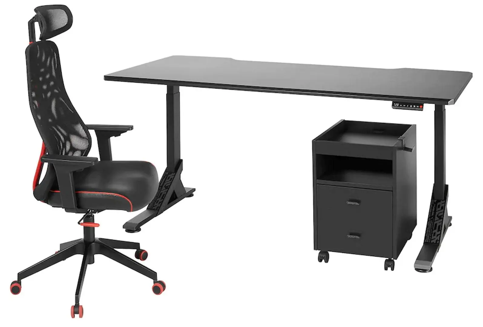 Комплект офисной мебели Ikea Uppspel/Matchspel с комодом (Черный)