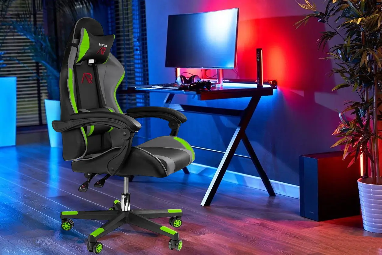 Игровое кресло + коврик для мыши Jumi Aragon (Black/Grey/Green)