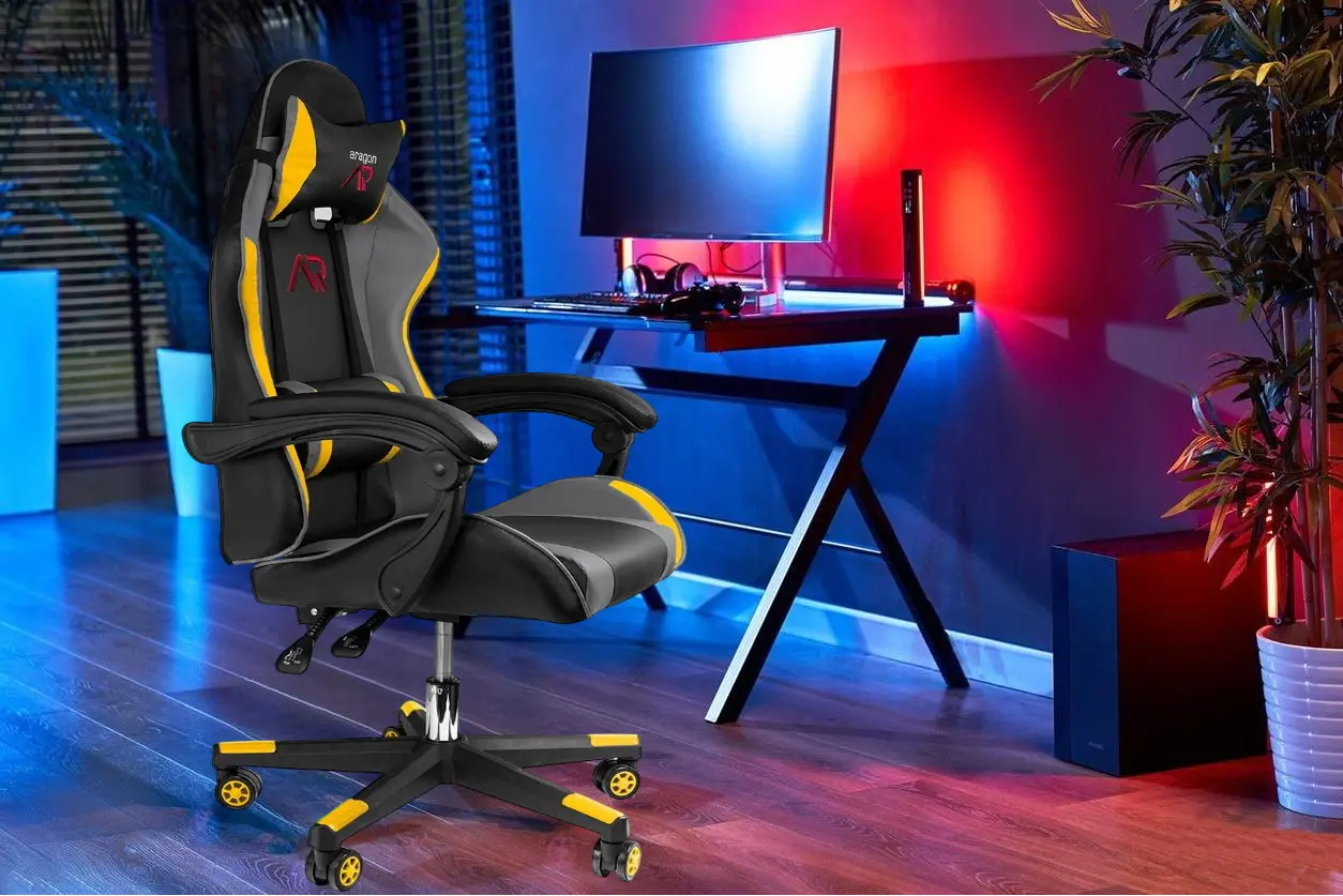 Fotoliu gaming + mouse pad Jumi Aragon (Black/Grey/Yellow)