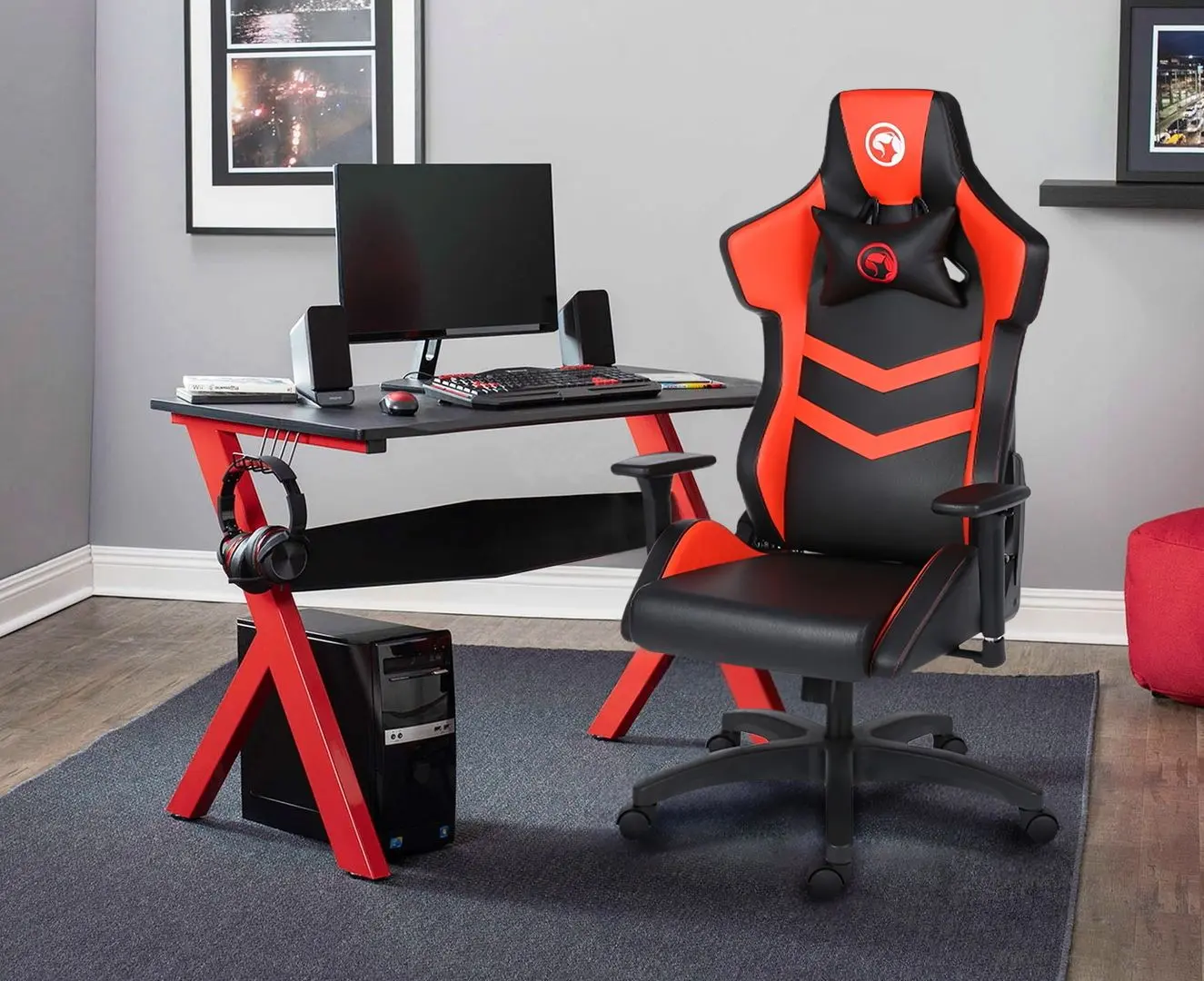 Fotoliu gaming Marvo CH-129 (Black/Red)