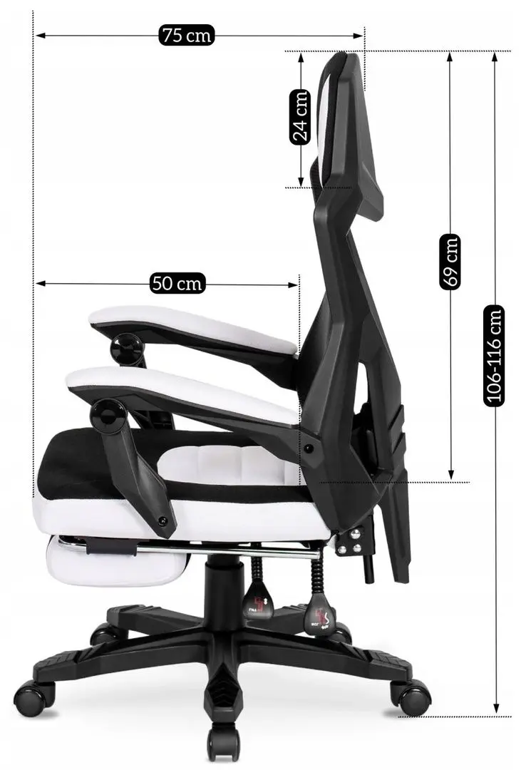 Fotoliu gaming Mebel Elite Bing (White/Black)