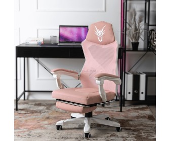 Fotoliu gaming Mebel Elite Bing (White/Pink)