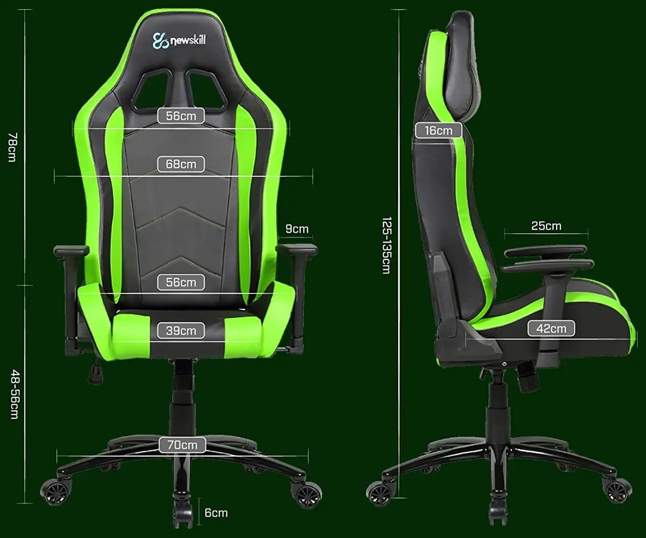 Fotoliu gaming Newskill Takamikura (Black/Green)