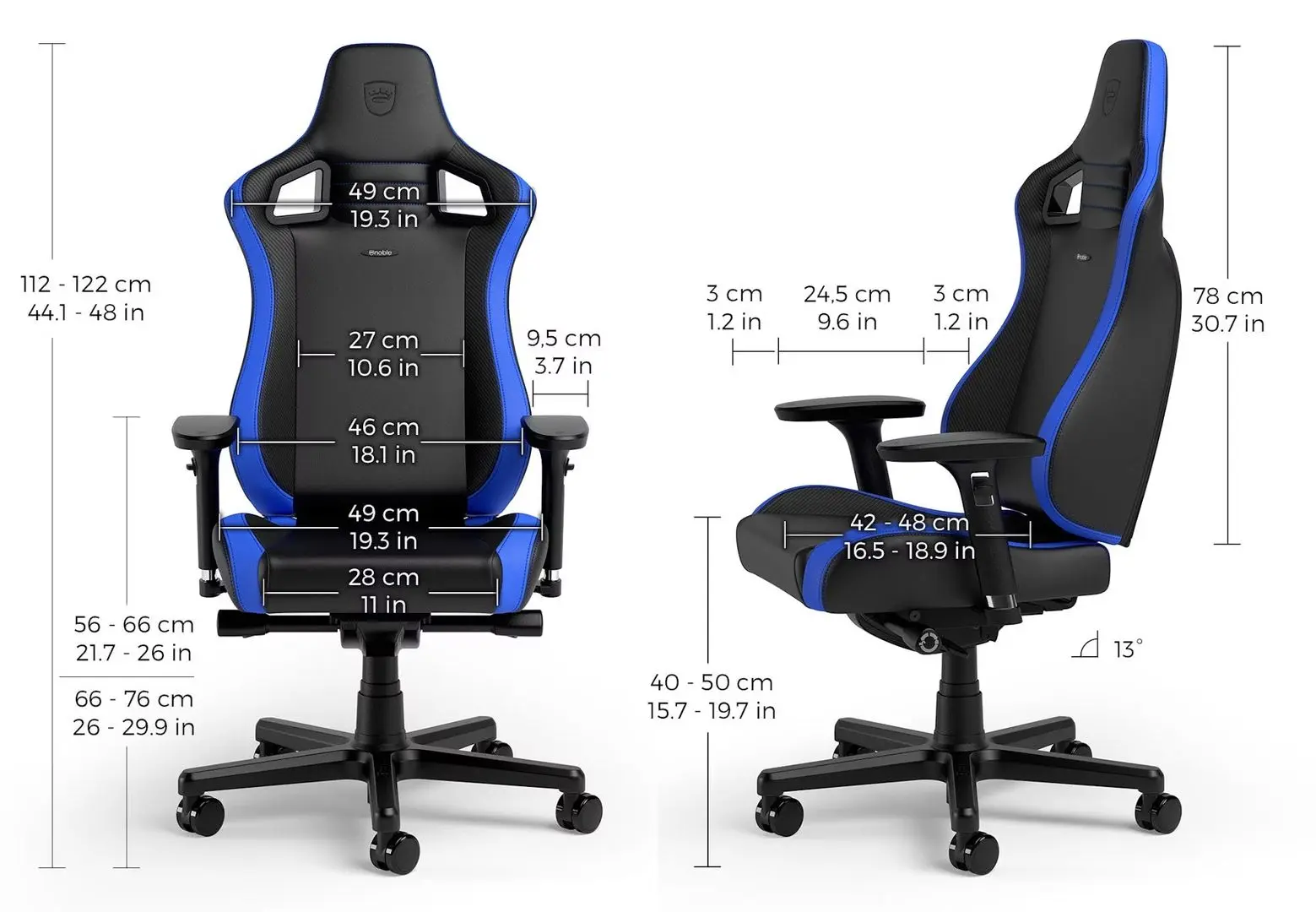 Fotoliu gaming Noblechairs Epic Compact NBL-ECC-PU-BLU (Black/Blue)