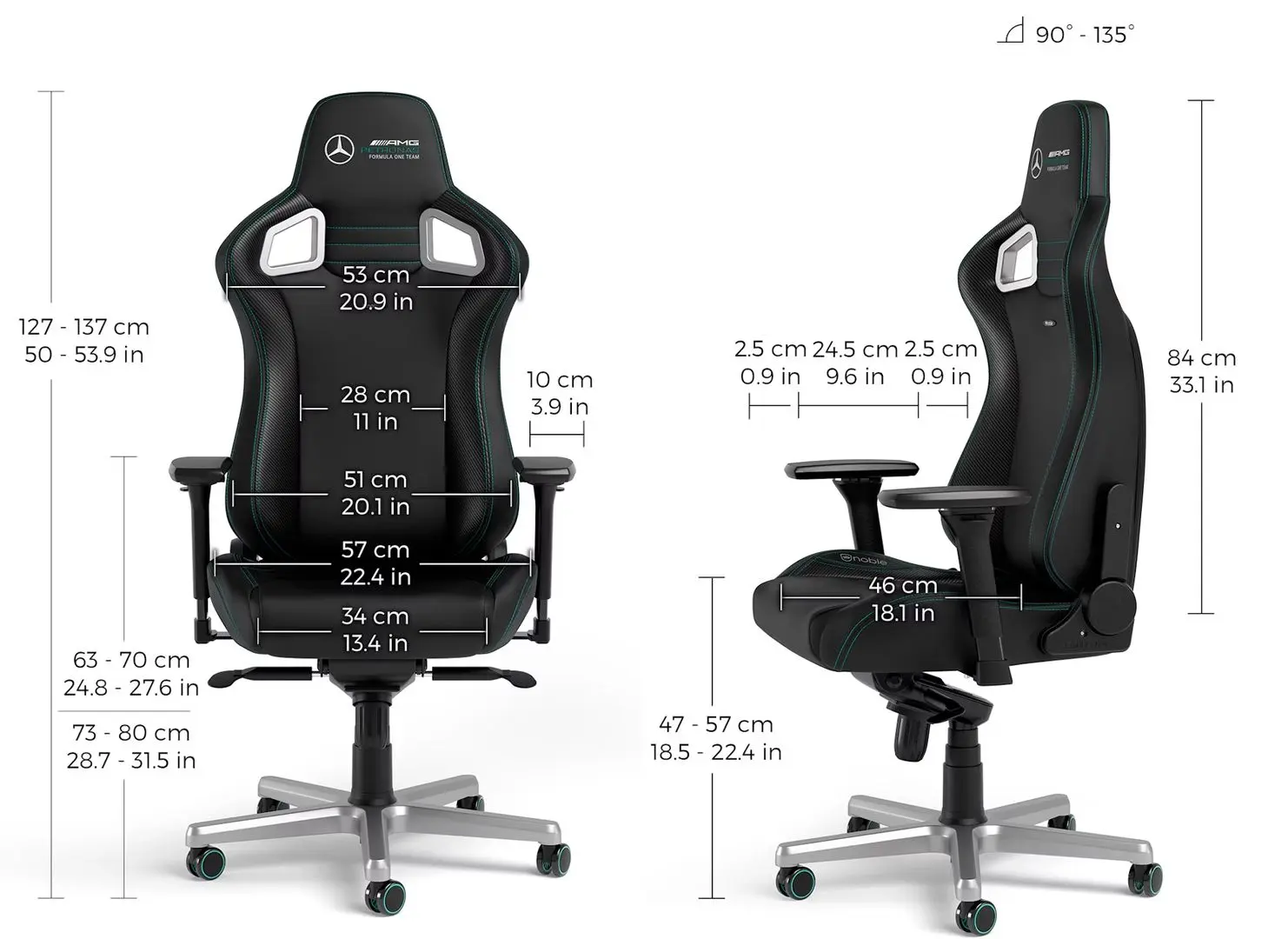 Fotoliu gaming Noblechairs Epic Mercedes-AMG Petronas F1 Team (Black/Turquoise)