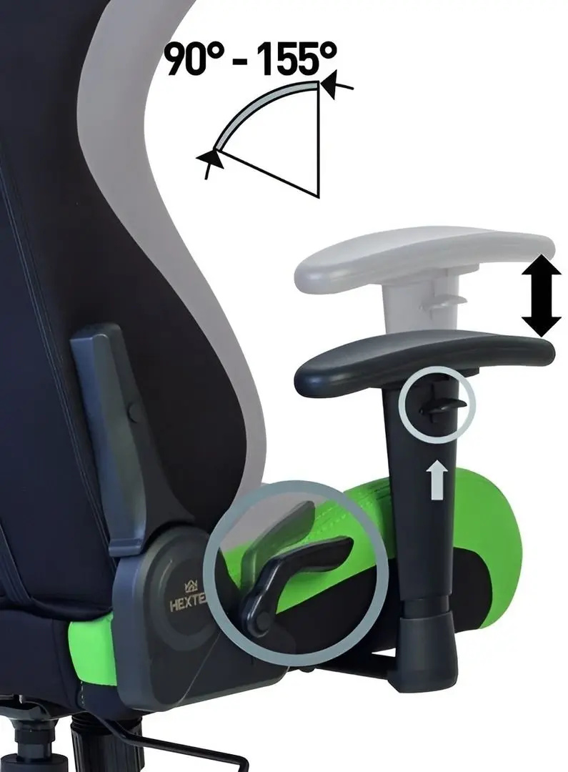 Кресло геймерское Nowy Styl Hexter ML Fab/01 (Black/Green) - 12