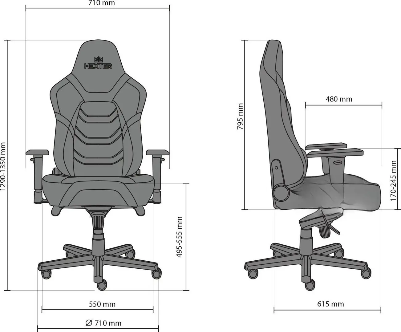 Кресло геймерское Nowy Styl Hexter XR Eco/01 (Black/Gray)