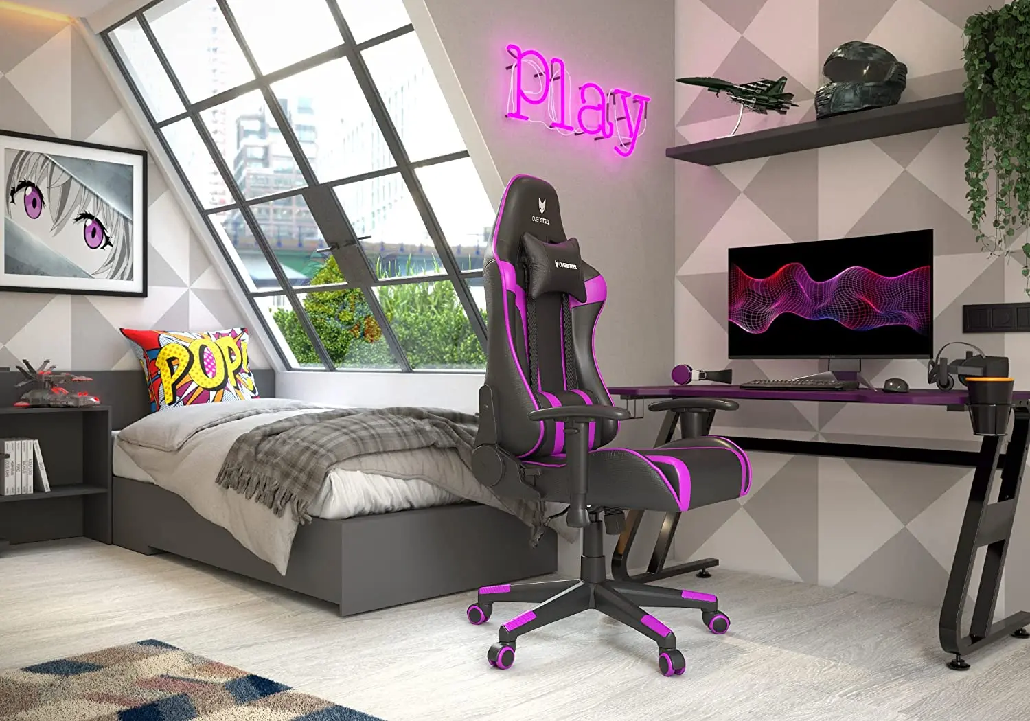 Fotoliu gaming Oversteel Ultimet (Black/Purple)