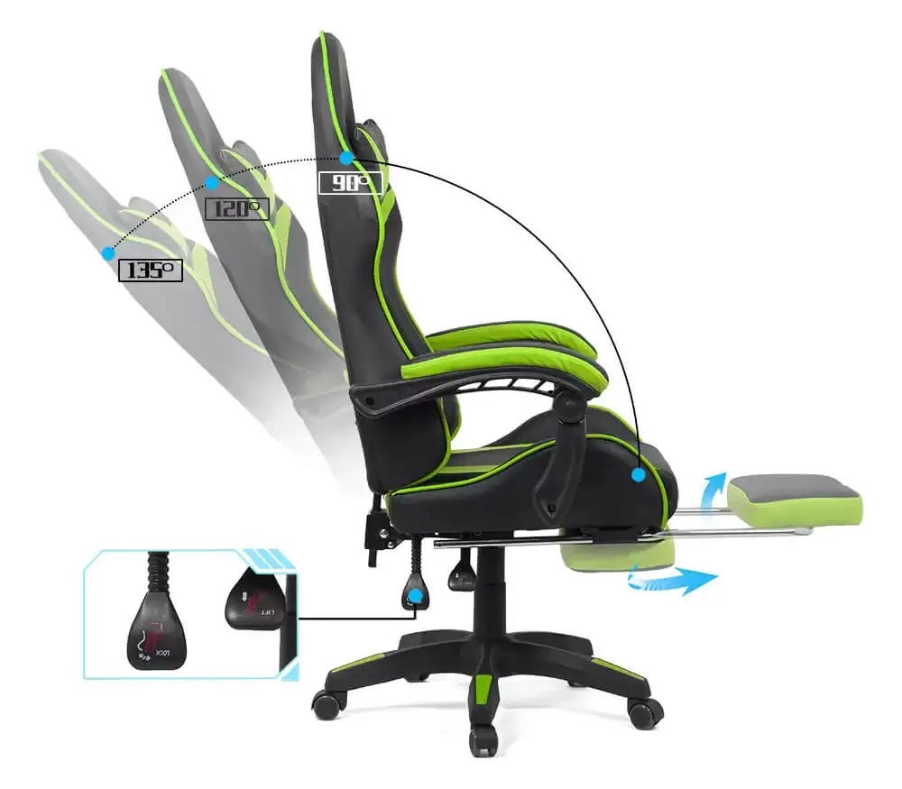 Игровое кресло Prestige Chairs OFF 299 (Black/Green) - 7