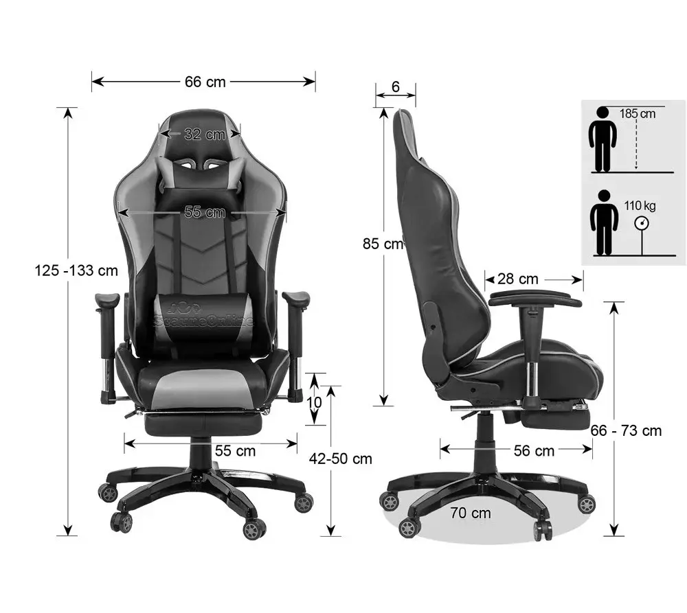 Игровое кресло Prestige Chairs OFF 306 (Black/White) - 3