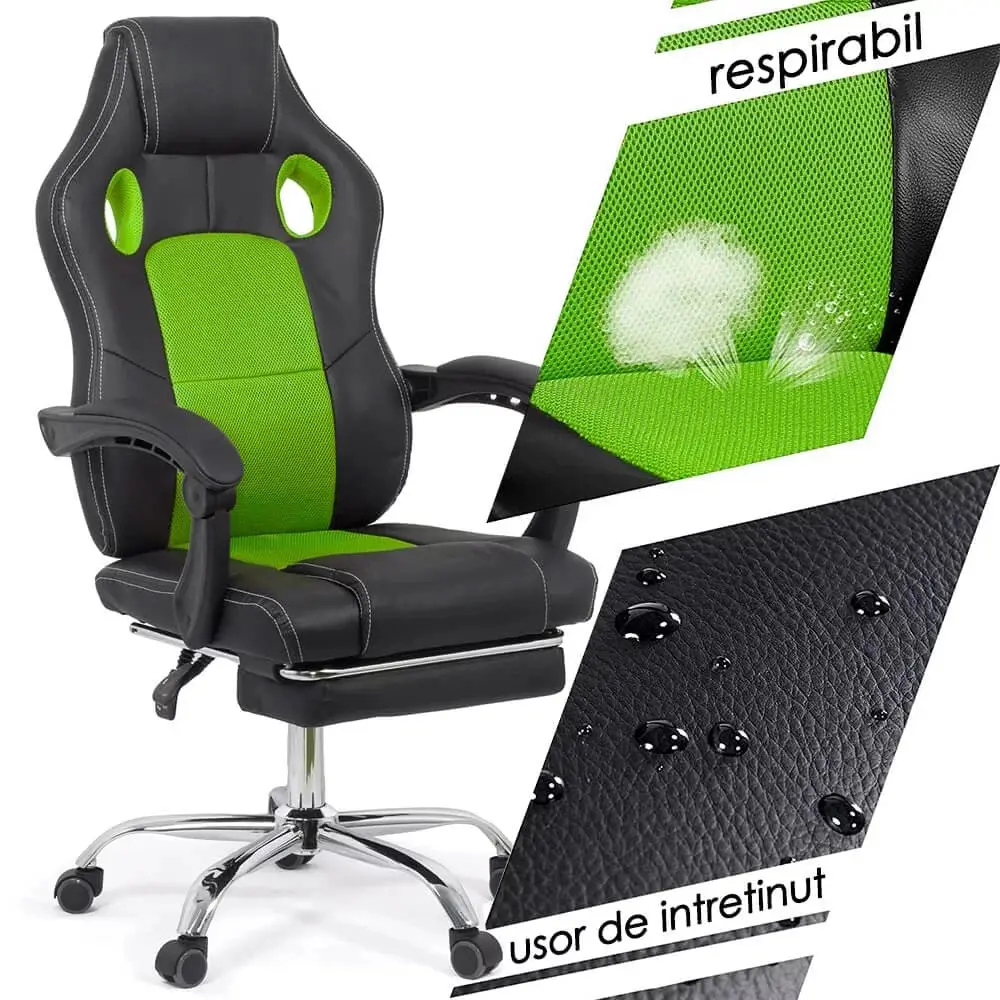 Fotoliu gaming Prestige Chairs OFF 3091 (Black/Green) - 7