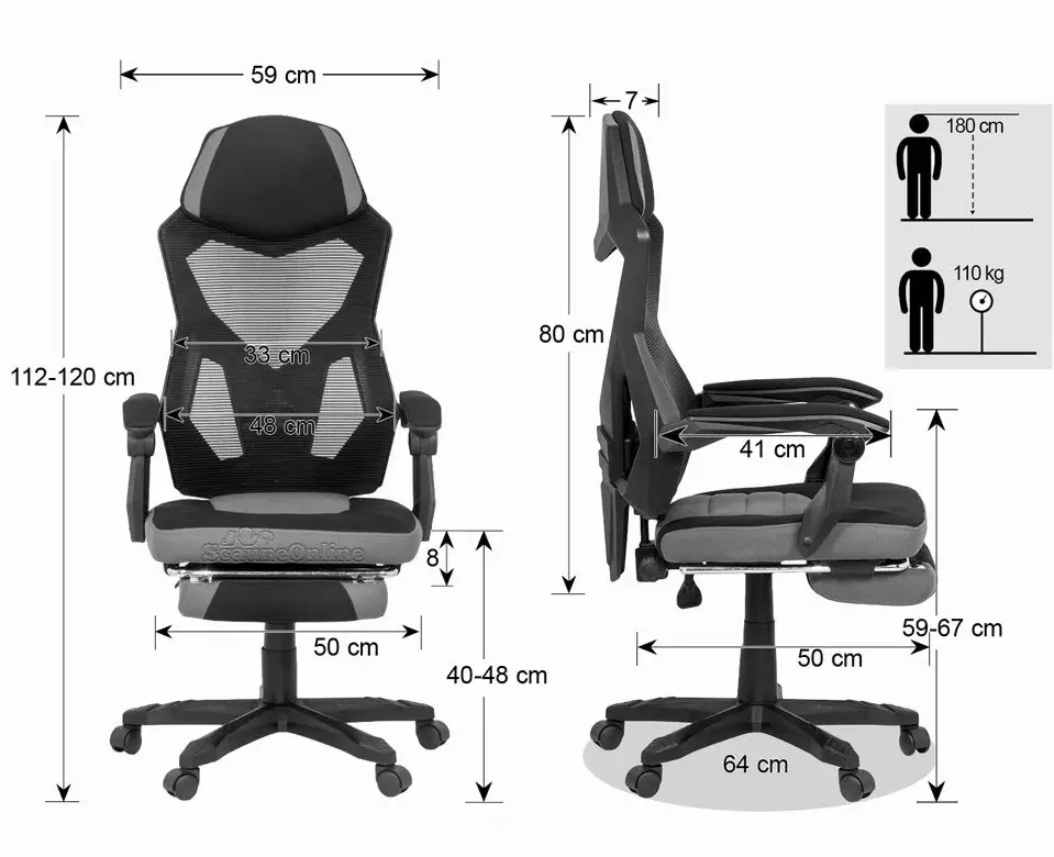 Fotoliu gaming Prestige Chairs OFF3041 (Black/Red) - 10