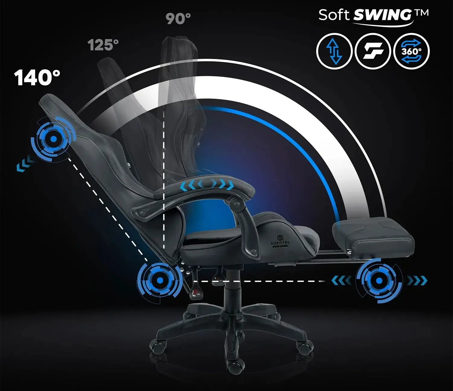 Fotoliu gaming Sofotel Lokar 242600 (Black) - 8