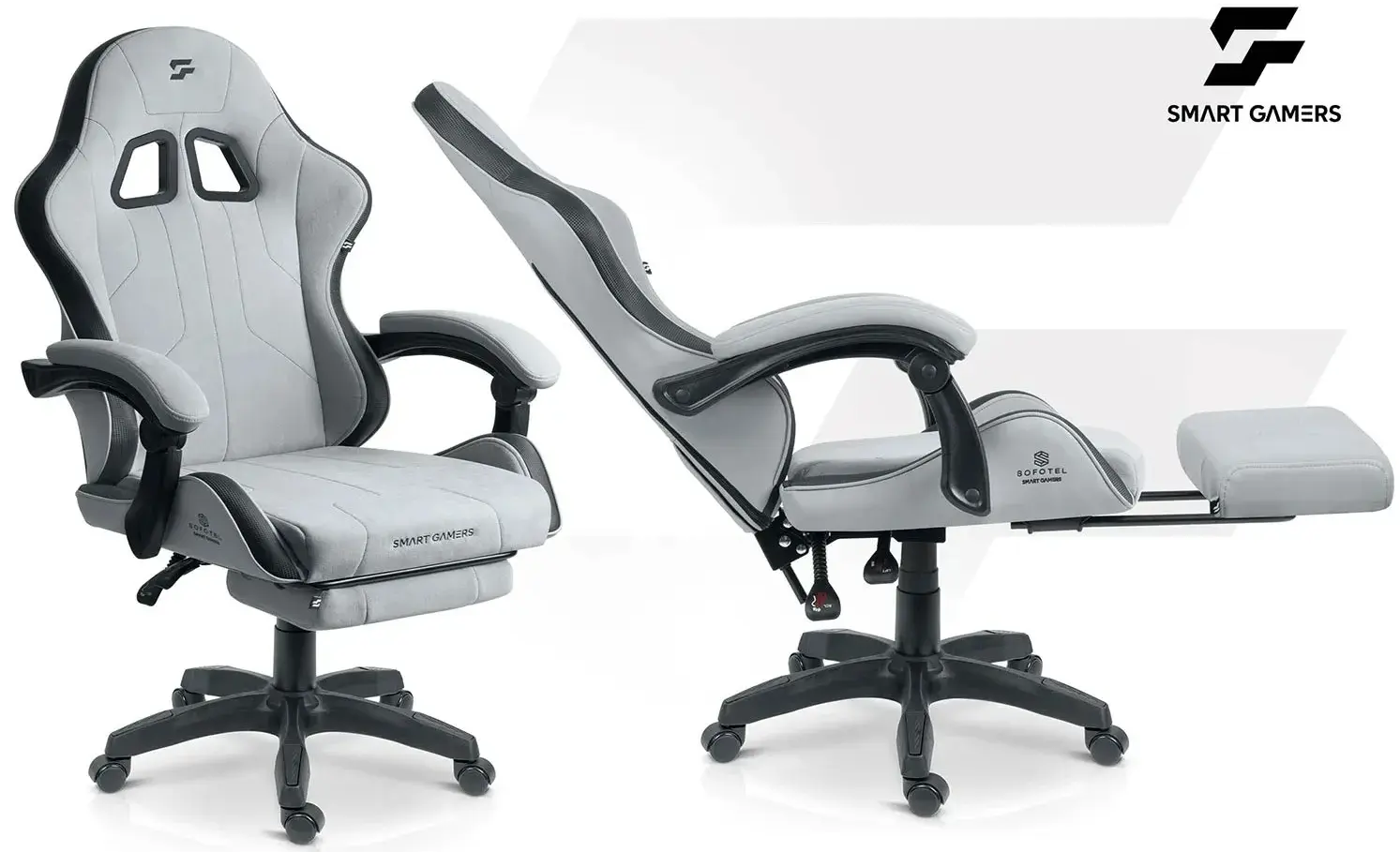 Fotoliu gaming Sofotel Lokar 242601 (Light Grey/Black) - 6