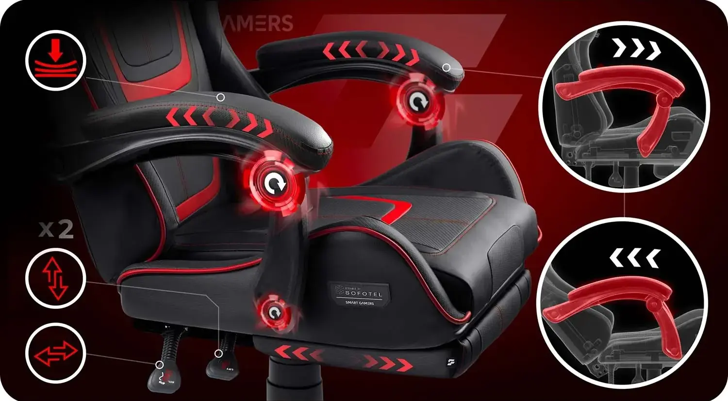 Игровое кресло Sofotel Specter 242901 (Black/Red) - 9
