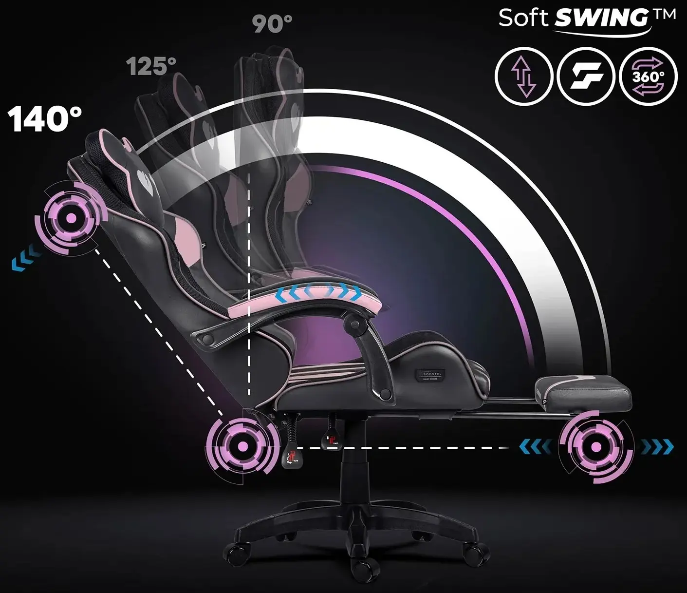 Игровое кресло Sofotel Specter 242903 (Black/Pink) - 9