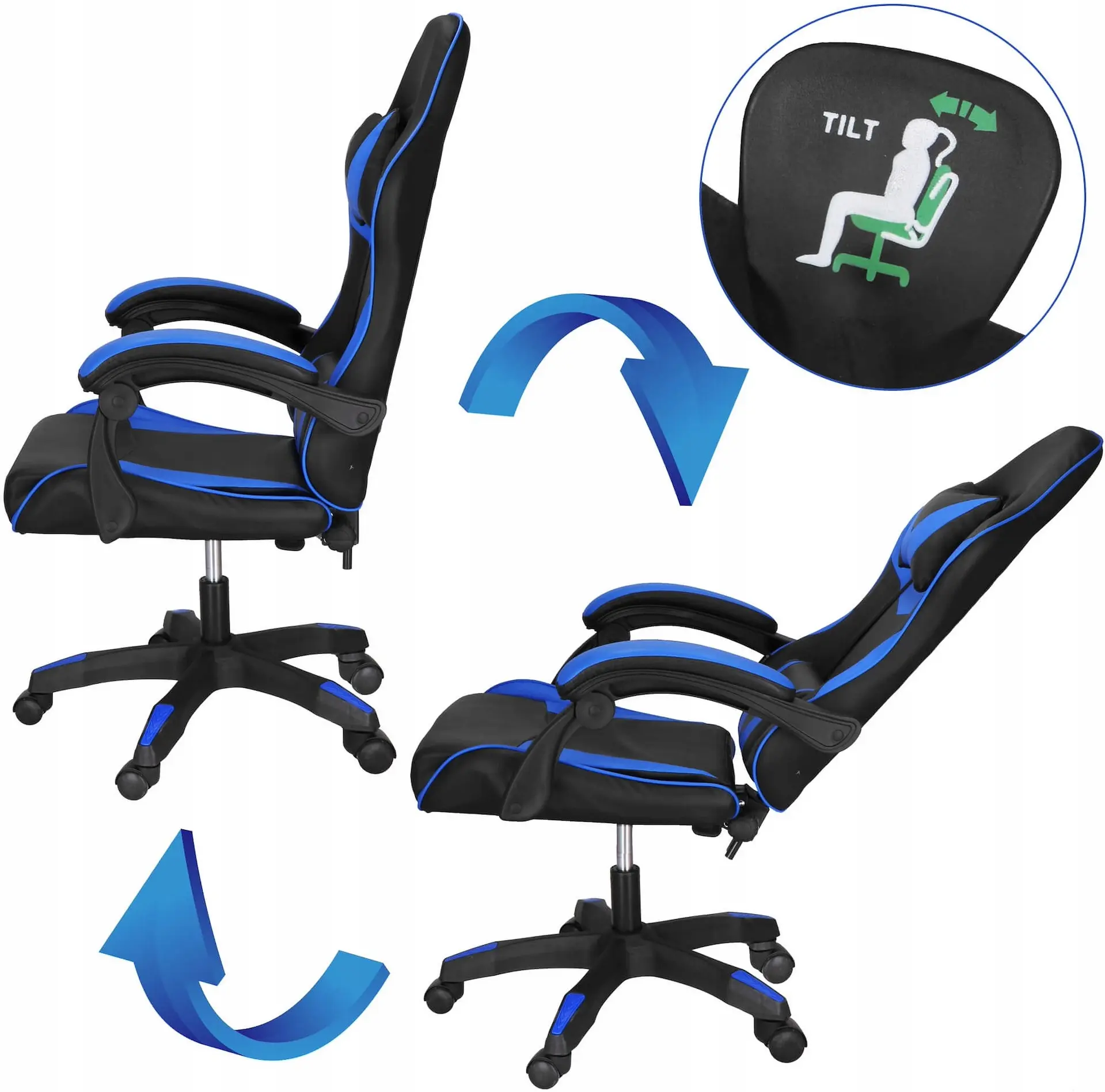 Игровое кресло Springos HF0019 (Black/Blue) - 4