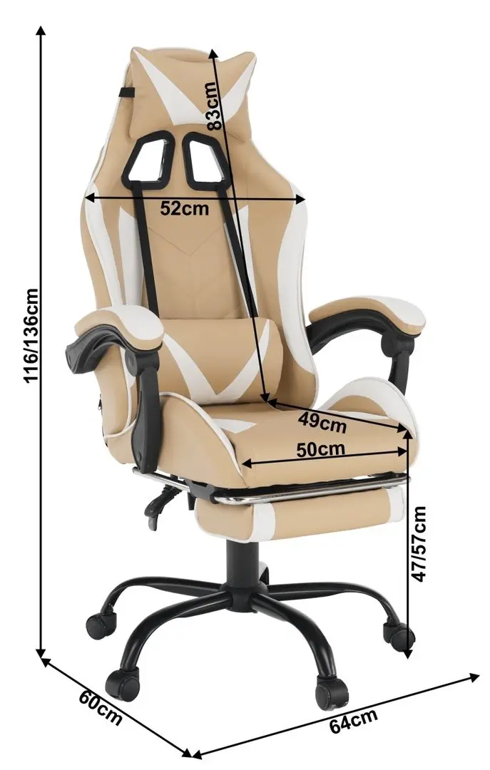 Кресло геймерское Tempo Kondela Ozge 2 New (White/Beige)