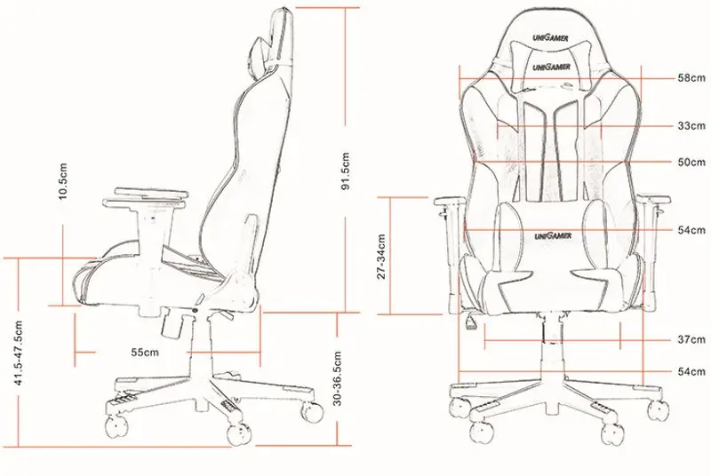 Кресло геймерское UniGamer 0007R9TG (Black/Orange) - 6