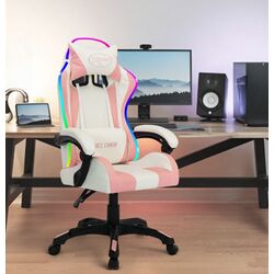 Fotoliu gaming VidaXL 288004 (White/Pink)
