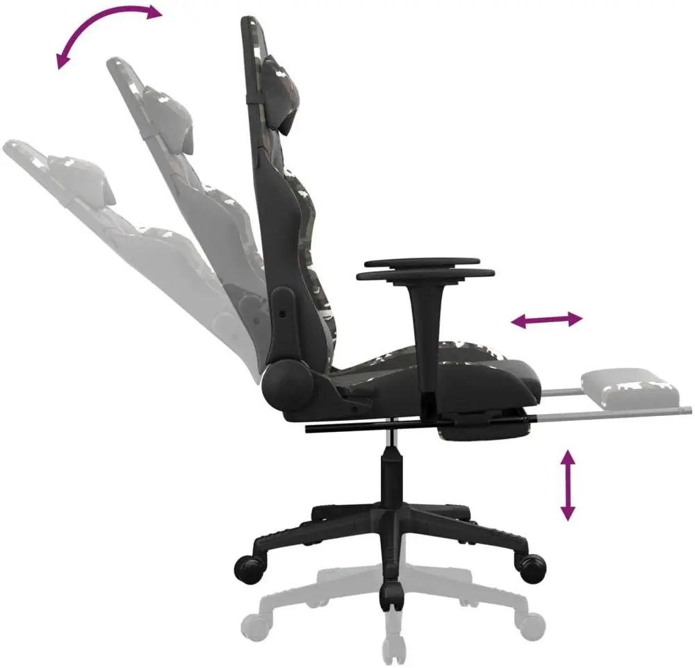 Fotoliu gaming VidaXL 3143686 (Black/Camouflage)