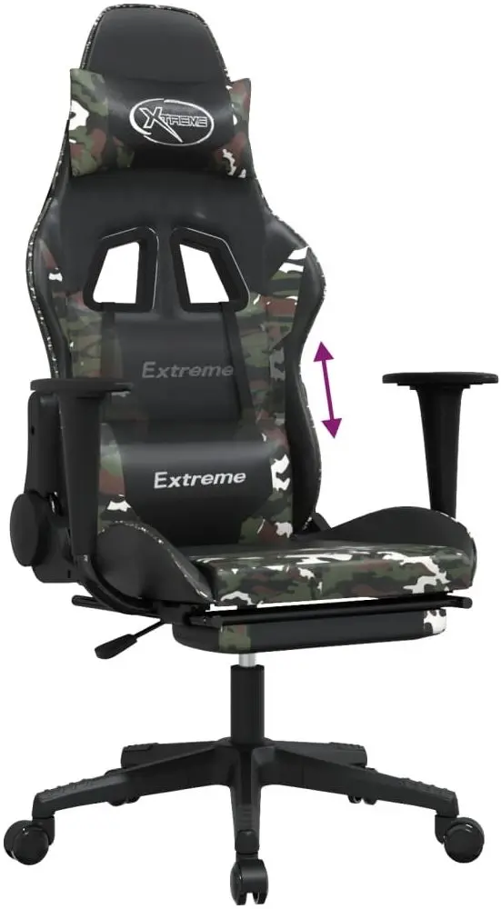 Fotoliu gaming VidaXL 3143710 (Black/Camouflage)