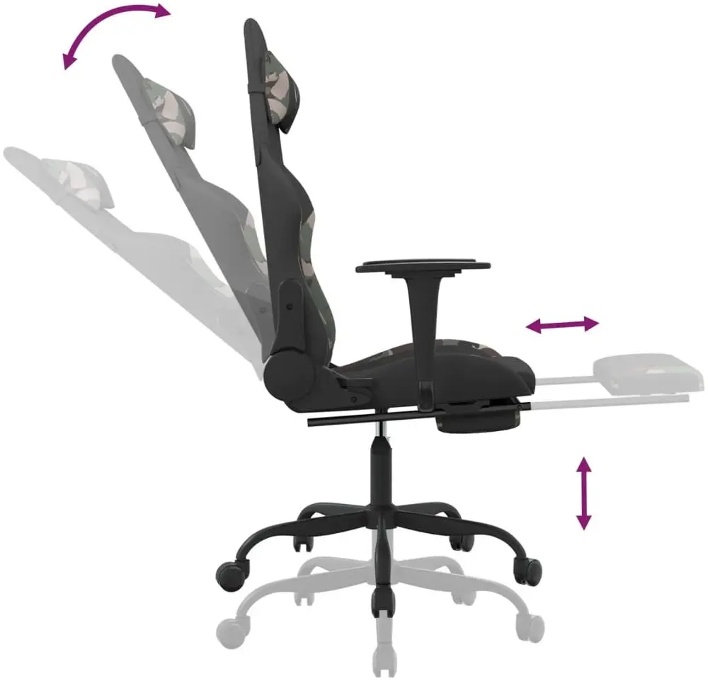 Fotoliu gaming VidaXL 3143732 (Black/Camouflage) - 7