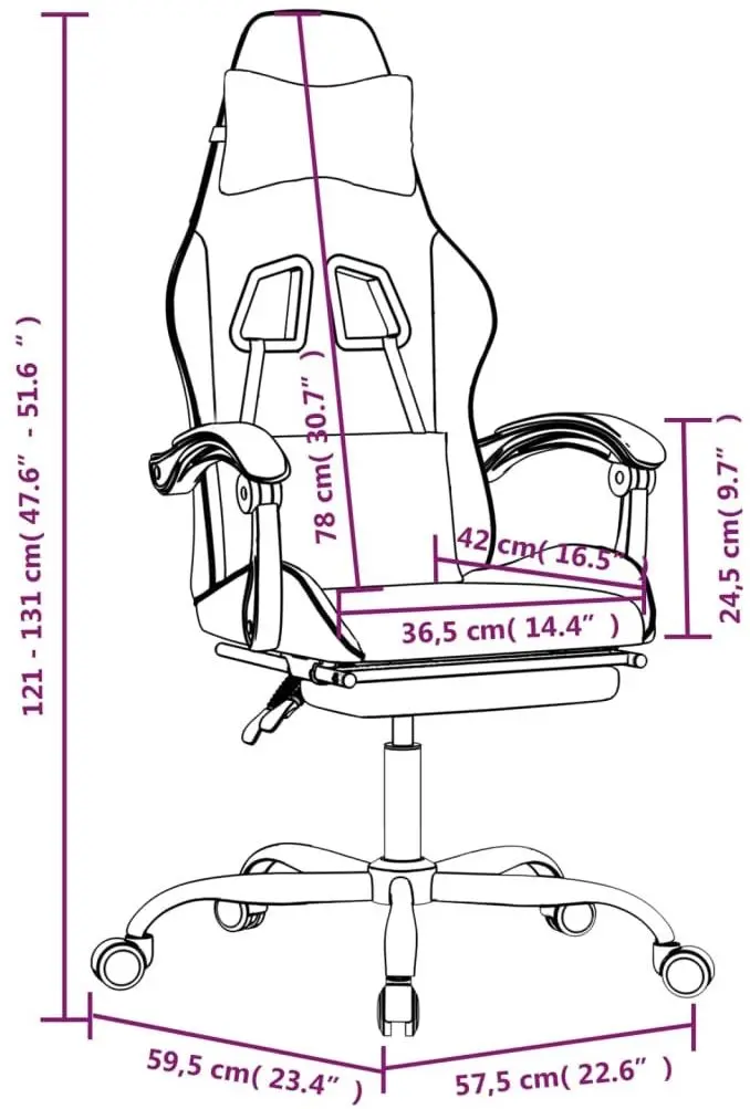 Fotoliu gaming VidaXL 3143888 (White/Black)