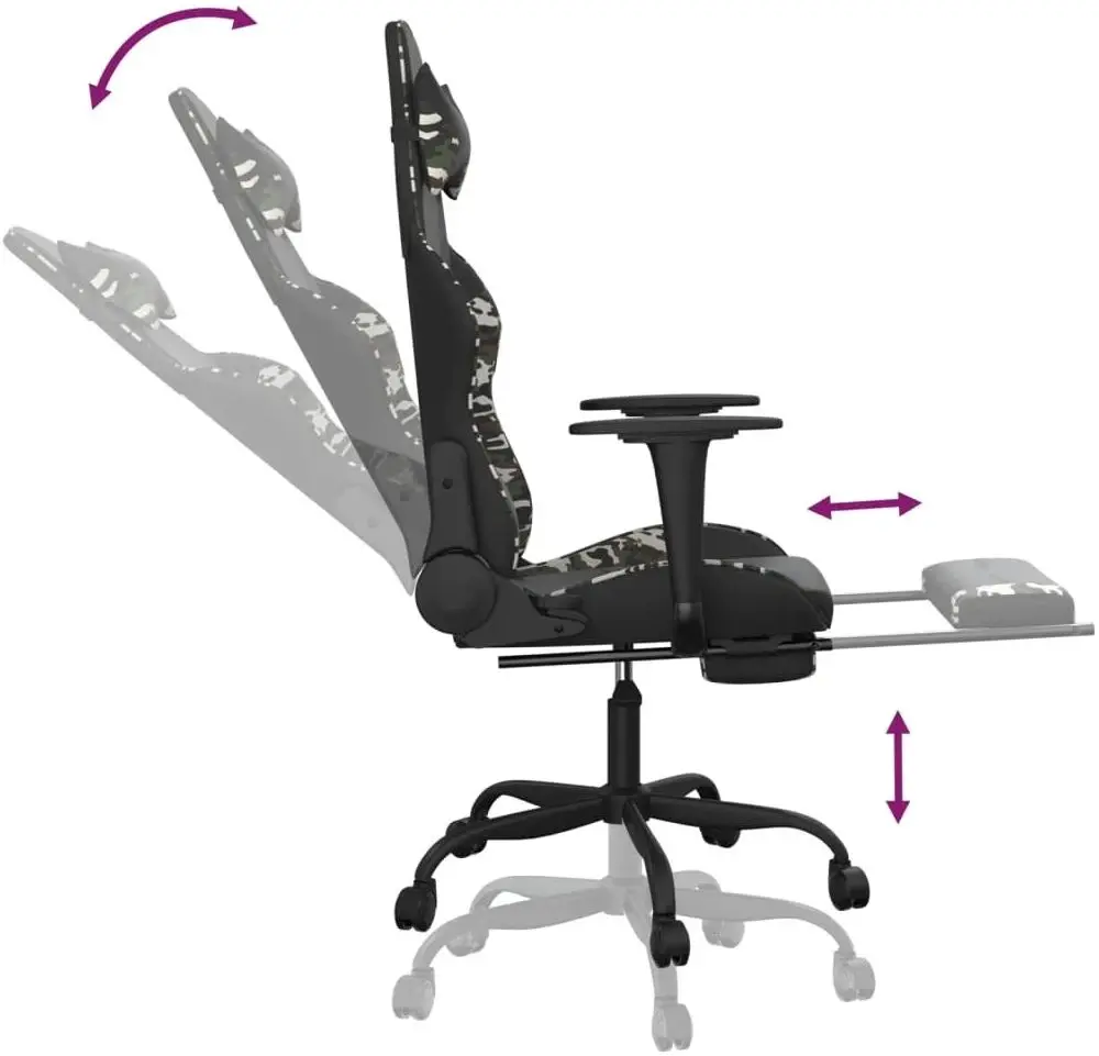 Fotoliu gaming VidaXl 345422 (Black/Camouflage)