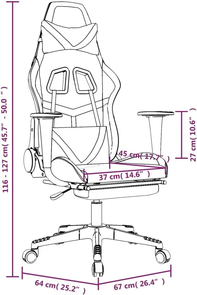 Fotoliu gaming VidaXL 345436 (Black/Gold)