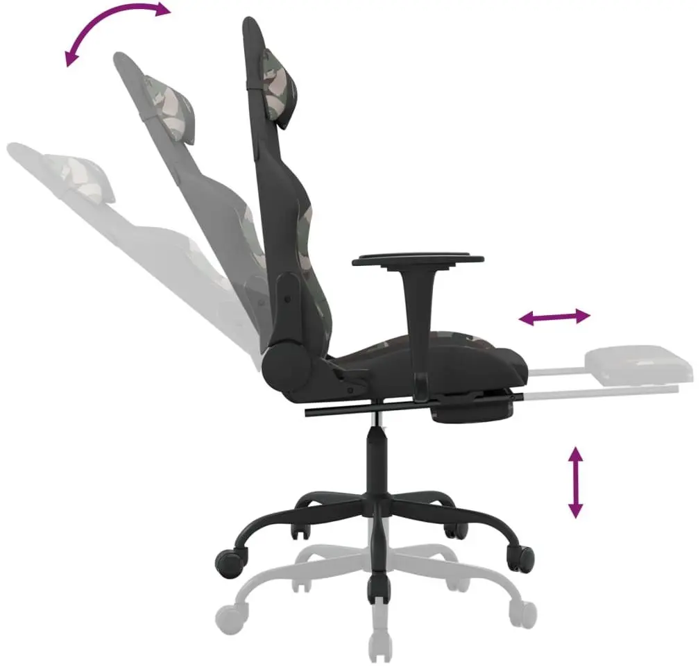 Fotoliu gaming VidaXL 345490 (Black/Camouflage) - 7