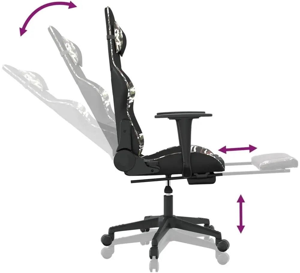 Fotoliu gaming VidaXL 345532 (Black/Camouflage)