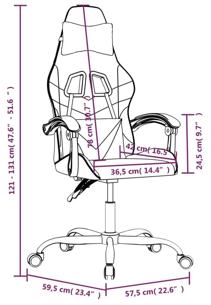 Fotoliu gaming VidaXL 349553 (White/Black)