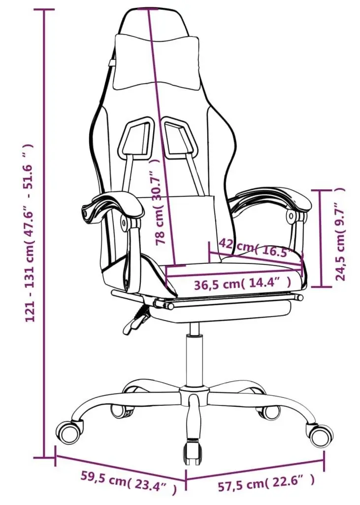Fotoliu gaming VidaXL 349589 (White/Black)