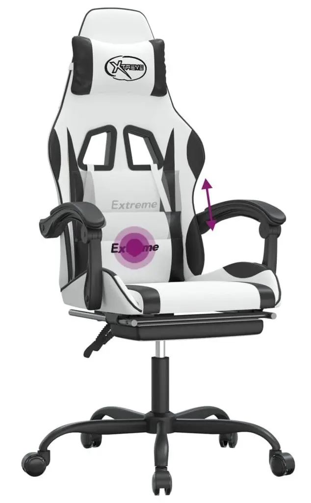 Fotoliu gaming VidaXL 349589 (White/Black)