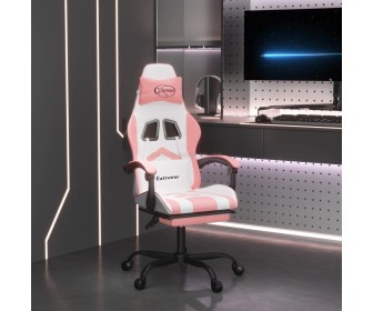 Fotoliu gaming VidaXL 349612 (White/Pink)