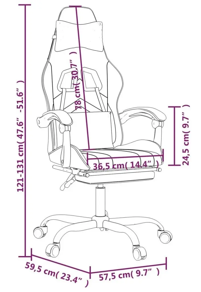 Fotoliu gaming VidaXL 349612 (White/Pink)