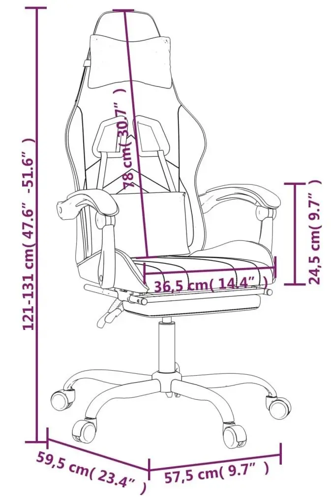 Fotoliu gaming VidaXL 349613 (White/Black)