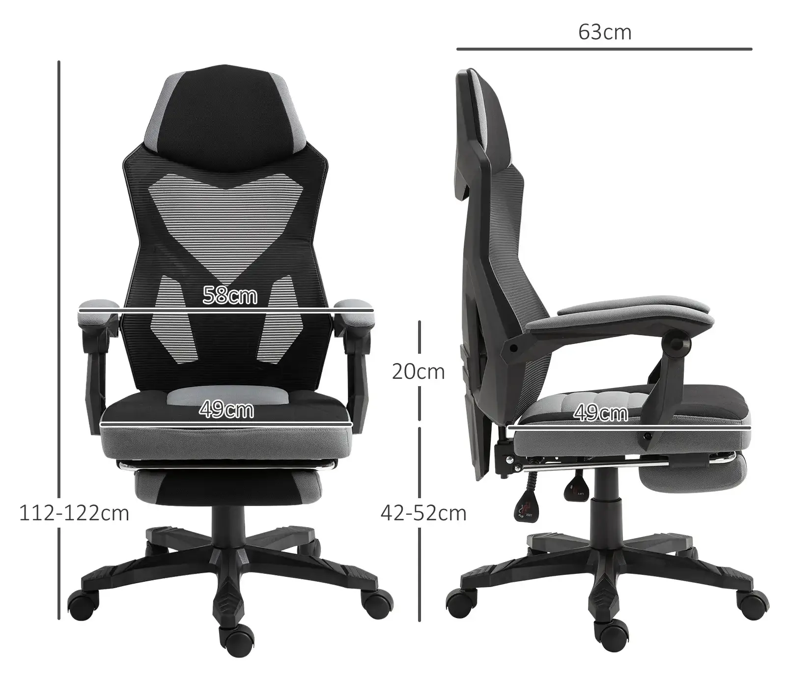 Игровое кресло Vinsetto 921-233V80GY (Grey/Black) - 5