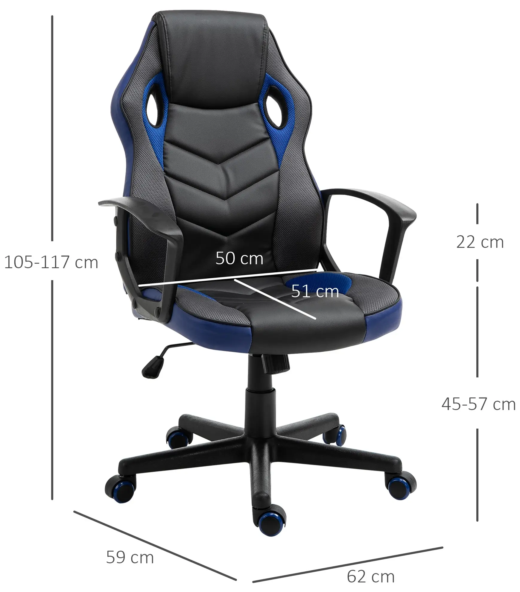 Игровое кресло Vinsetto 921-363BU (Black/Blue) - 5