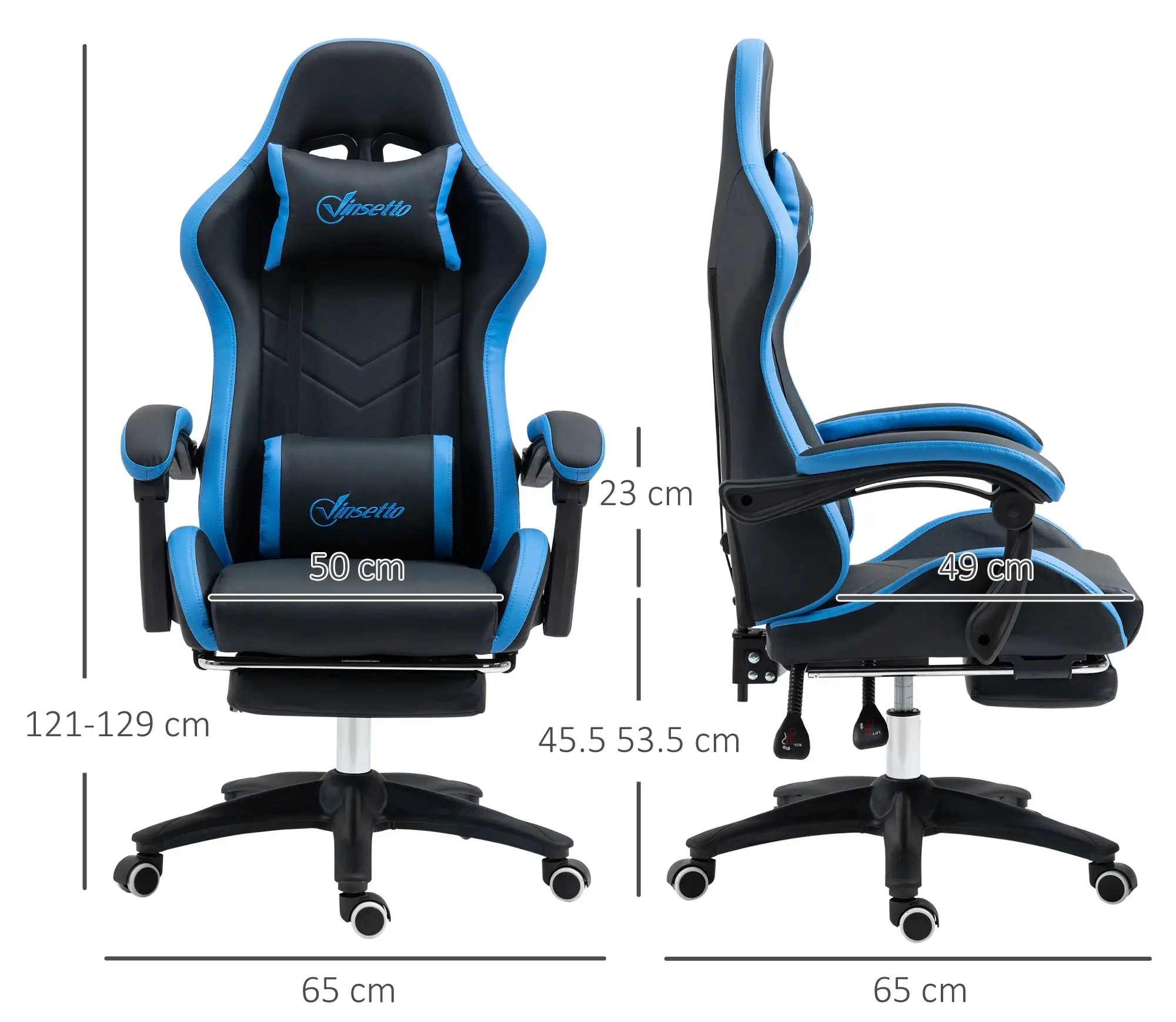 Игровое кресло Vinsetto 921-618V01BK (Black/Blue) - 4