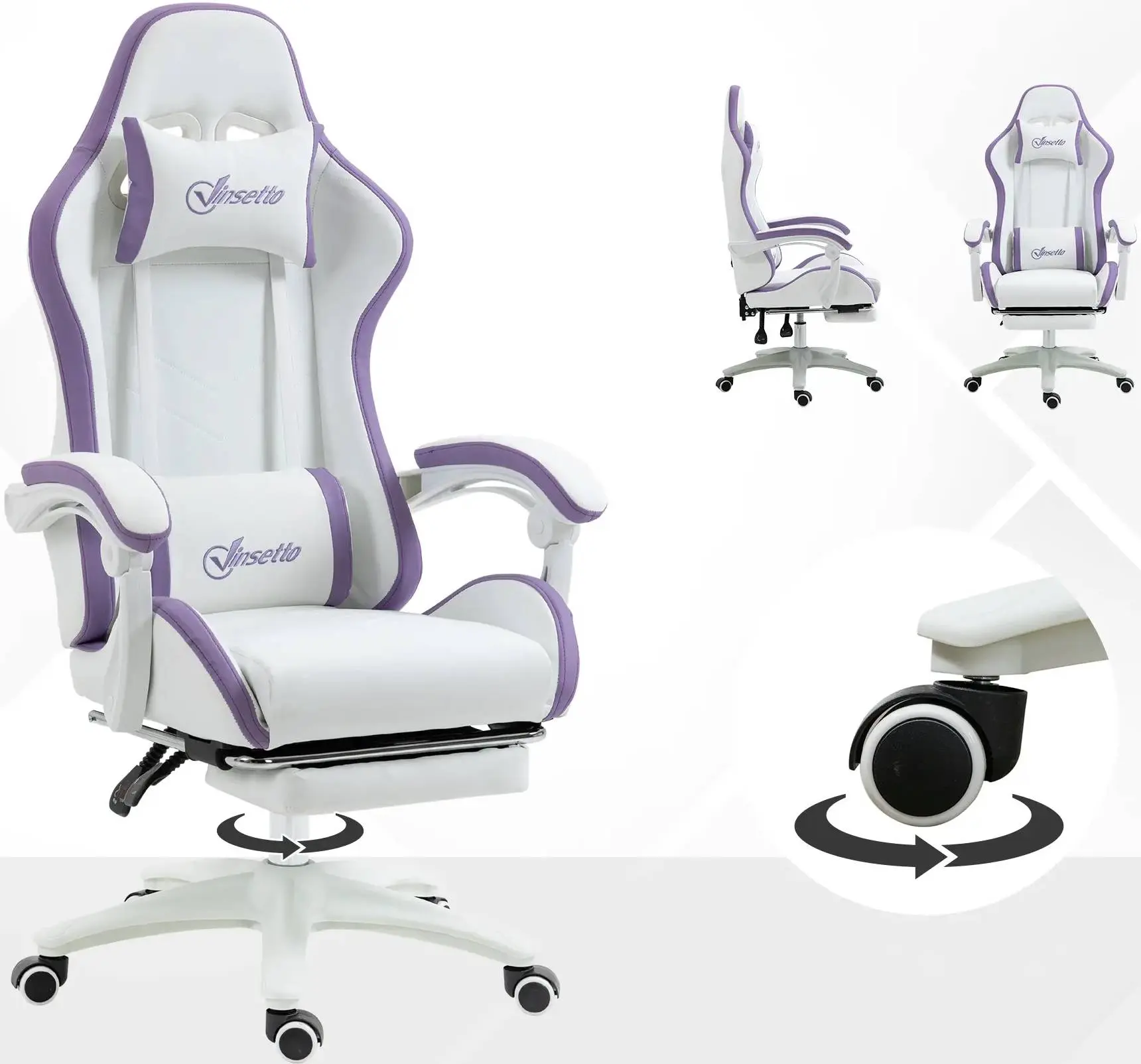 Fotoliu gaming Vinsetto 921-618V02WT (White/Purple) - 3