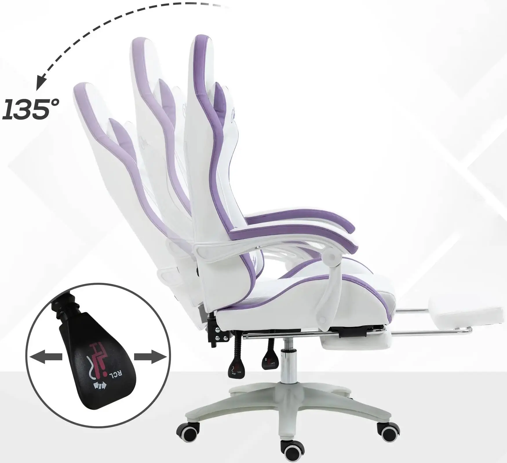 Fotoliu gaming Vinsetto 921-618V02WT (White/Purple) - 4