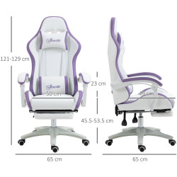 Fotoliu gaming Vinsetto 921-618V02WT (White/Purple) Thumb