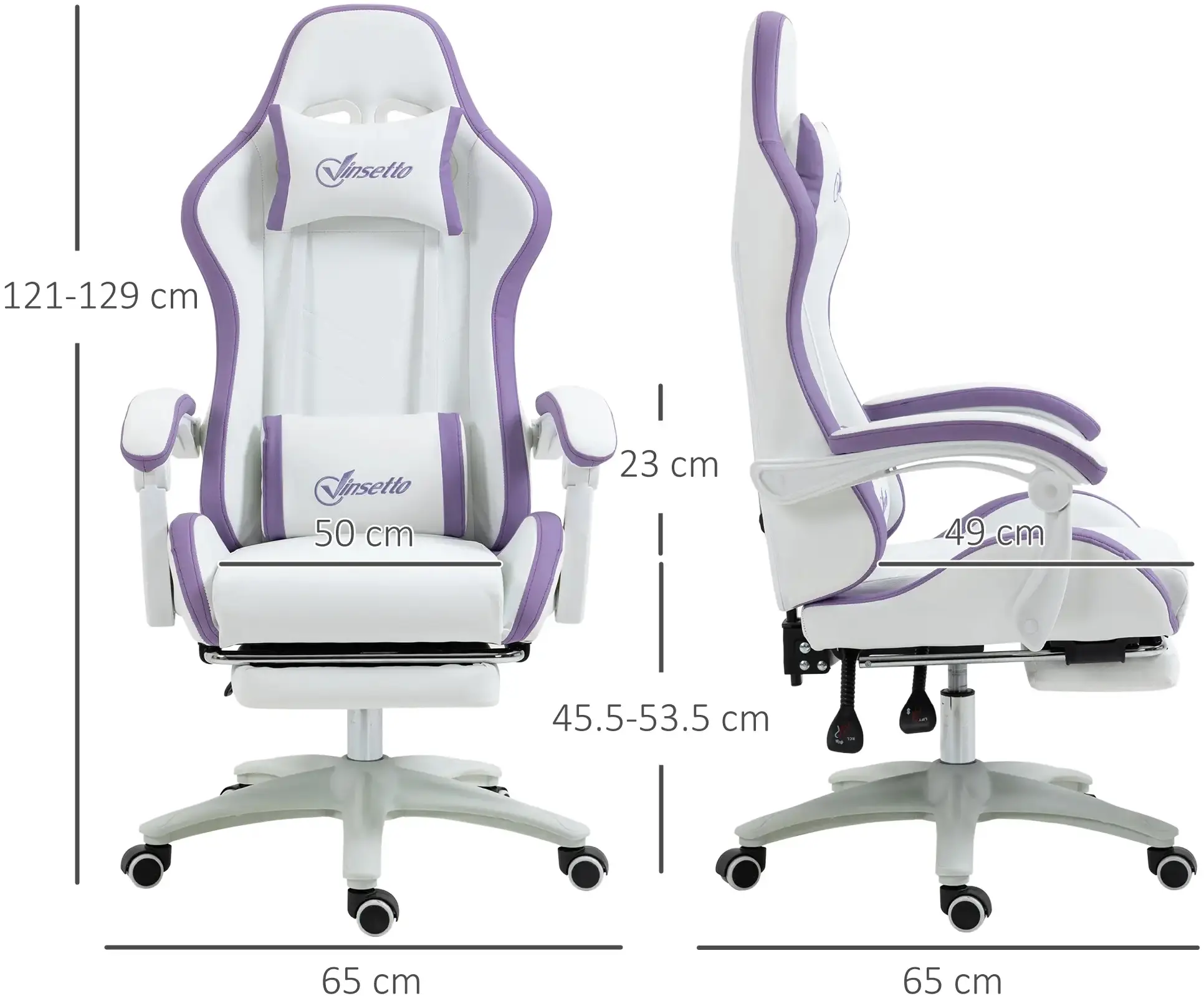 Fotoliu gaming Vinsetto 921-618V02WT (White/Purple) - 8