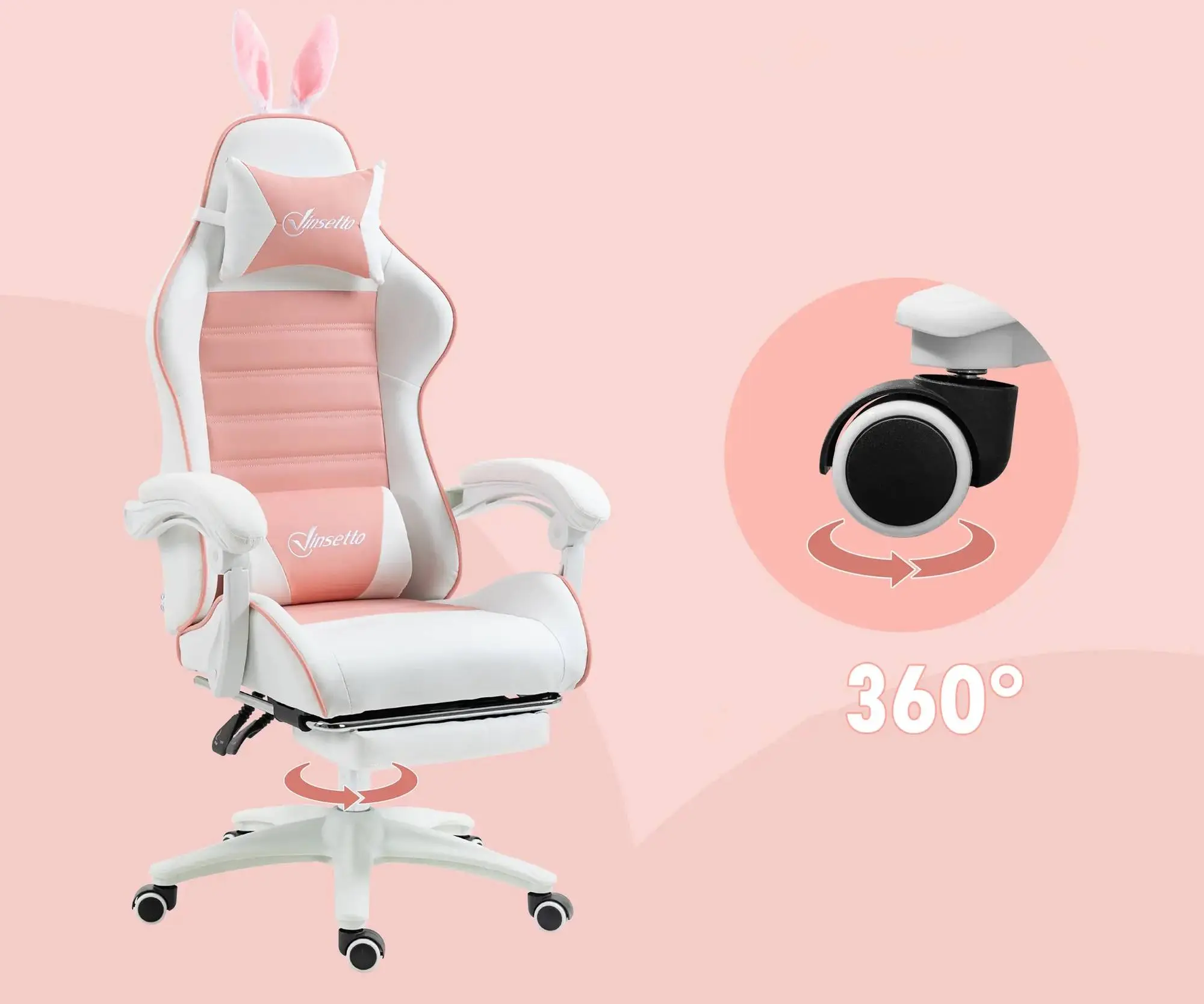 Fotoliu gaming Vinsetto 921-621V00PK (Pink/White) - 4