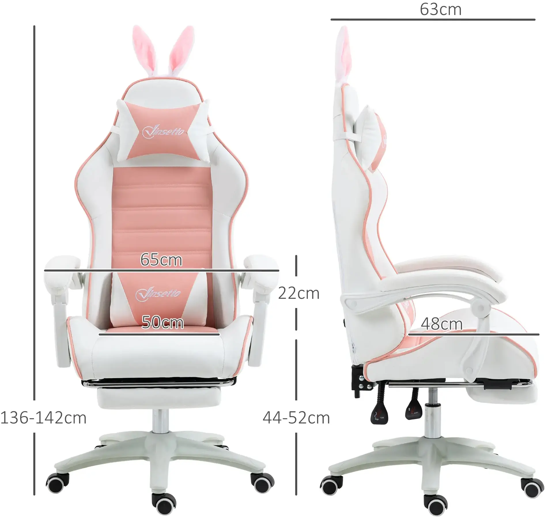 Fotoliu gaming Vinsetto 921-621V00PK (Pink/White) - 6